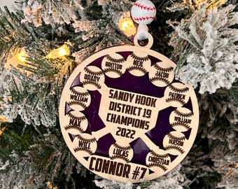 Baseball Softball Championship Ornament | Baseball Softball Team Christmas Ornament | Baseball or Softball Coach Gift
