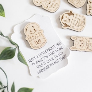 Pocket Hug | Wooden Pocket Hug | Personalized Pocket Hug for Valentine&#39;s Day | Tiny Love Reminder | Love Token | Feel Good Small Gift Token