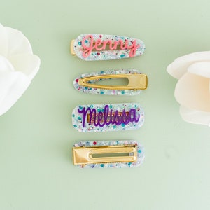 Name Barrette Clip for Kids Hair |Back to School Gift for Girls | Custom Hair Clip | Personalized Glitter Name Hair Barrette