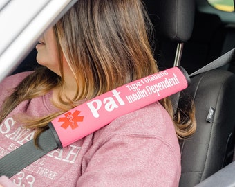 Emergency Preparedness Seatbelt Covers | Personalized Medical Alert for  Diabetes - Emergency Contact - Identify Diabetic Insulin Dependent