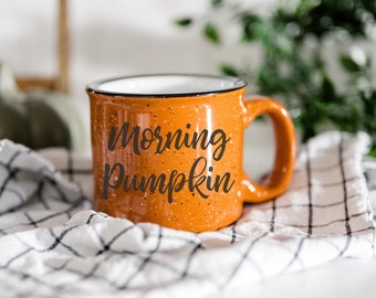 Morning Pumpkin Fall Mug | Campfire Mug | Fall Mug | 15oz Orange Mug | Pumpkin Season Coffee Mug