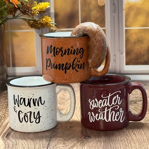 Sweater Weather, Snuggle Season or Warm and Cozy Heavy Duty Mug | Campfire Mugs | Farmhouse Kitchen Decor