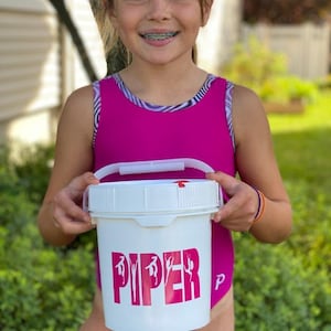Gymnastics Chalk Bucket | Personalized Chalk Pail for Youth Gymnastics | Custom Gymnastics Gift | Chalky Hair Don&#39;t Care Chalk Container