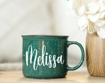 Personalized Green Mug | Custom Coffee Mug | Heavy Duty Mug | Campfire Mugs | Farmhouse Kitchen Decor | Gifts for Her