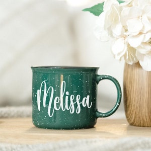 Personalized Green Mug | Custom Coffee Mug | Heavy Duty Mug | Campfire Mugs | Farmhouse Kitchen Decor | Gifts for Her