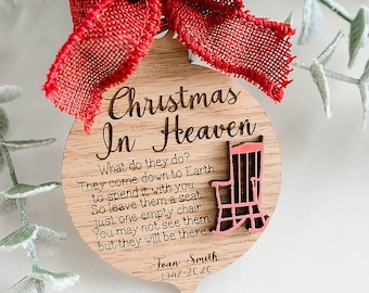 Christmas in Heaven Ornament | Empty Chair for Loved Ones | Loss