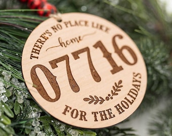 There's No Place Like Home Christmas Ornament | Zip Code Hometown Ornament | New Home Owner or Realtor Christmas Gift | First Home Holiday
