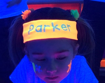 Glow in the Dark Personalized Headbands | Custom Name Headband | Black Light Birthday Party | Rave Accessories | Kids Glow Party