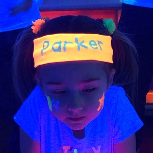 Glow in the Dark Personalized Headbands | Neon Party | Blacklight Party | Glow Party Favors | Custom Headband