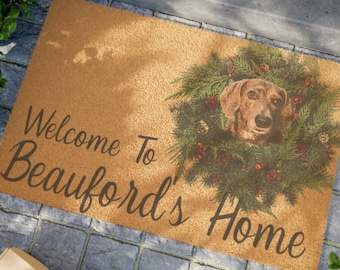 Christmas Doormat for Pet Homes | Custom Photo Dog Doormat | Dog Picture Doormat, Dog Mom Gift, Personalized Photo Doormat, Pet Owner Gift