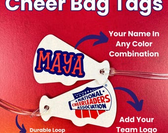 Personalized Cheer Bag Tag | Custom Name and Team Logo | Cheerleader Gift | Competition Bag Charm | Cheer Coach Gift | Cheerleading Team Bag