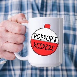 Fishing Mug for Dad or Grandpa | Fishing Gift | Papa PopPop Grandfather Gift Mug | Gifts for Him Gifts for Dad Fishing Bobber Large Mug