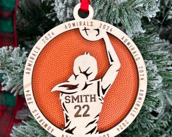 Basketball Player Custom Ornament | Basketball Leather Personalized Christmas Ornament