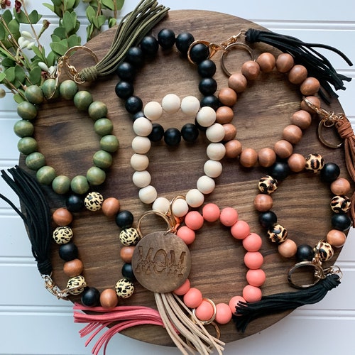 Custom Stretchy Silicone Bracelet Keychain // Mama Wristlet Etsy