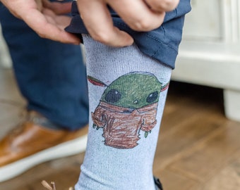 Kid's Artwork Dress Socks - Turn Your Child's Handwriting or Drawing Into Gift for Dad Uncle Godfather or Grandpa | Men's Gift from Child