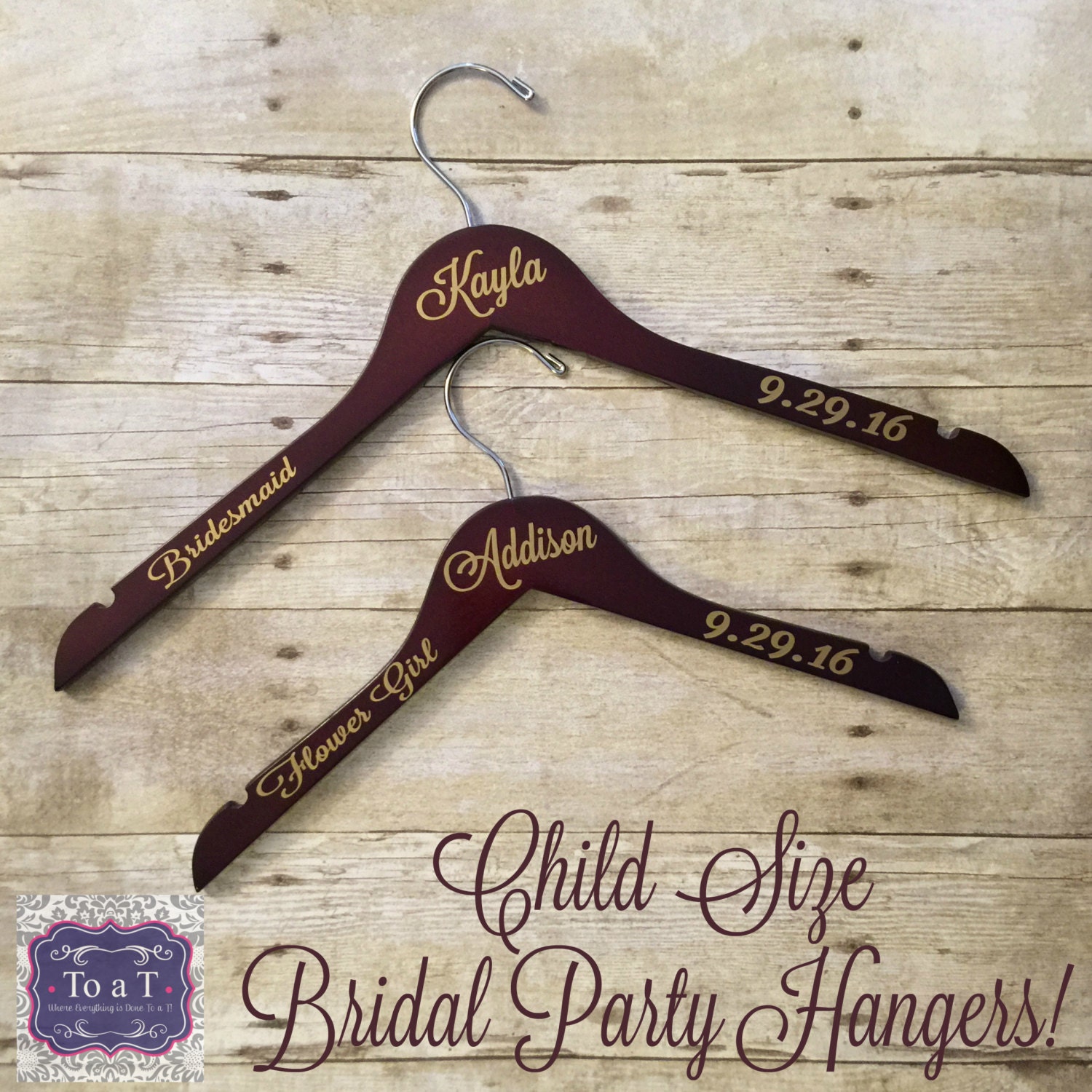 Child Size Bridal Party Hangers Perfect for Flower Girl or Jr Bridesmaid |Custom Wedding Hanger Personalized Wedding Hanger