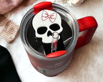 Skull Skeleton Tumbler lid cover Plate | Tumbler Lid Tag | Accessory for 40oz Stanley Tumbler