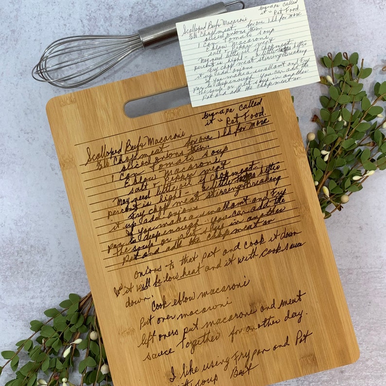 Recipe Cutting Board Handwritten Recipe Engraved Keepsake Etsy