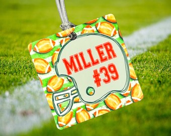 Football Bag Name Tag | Personalized Sports Bag Tag | Custom Football Name Tag | Luggage Tag | Bookbag Name Tag | Football Coach Gift