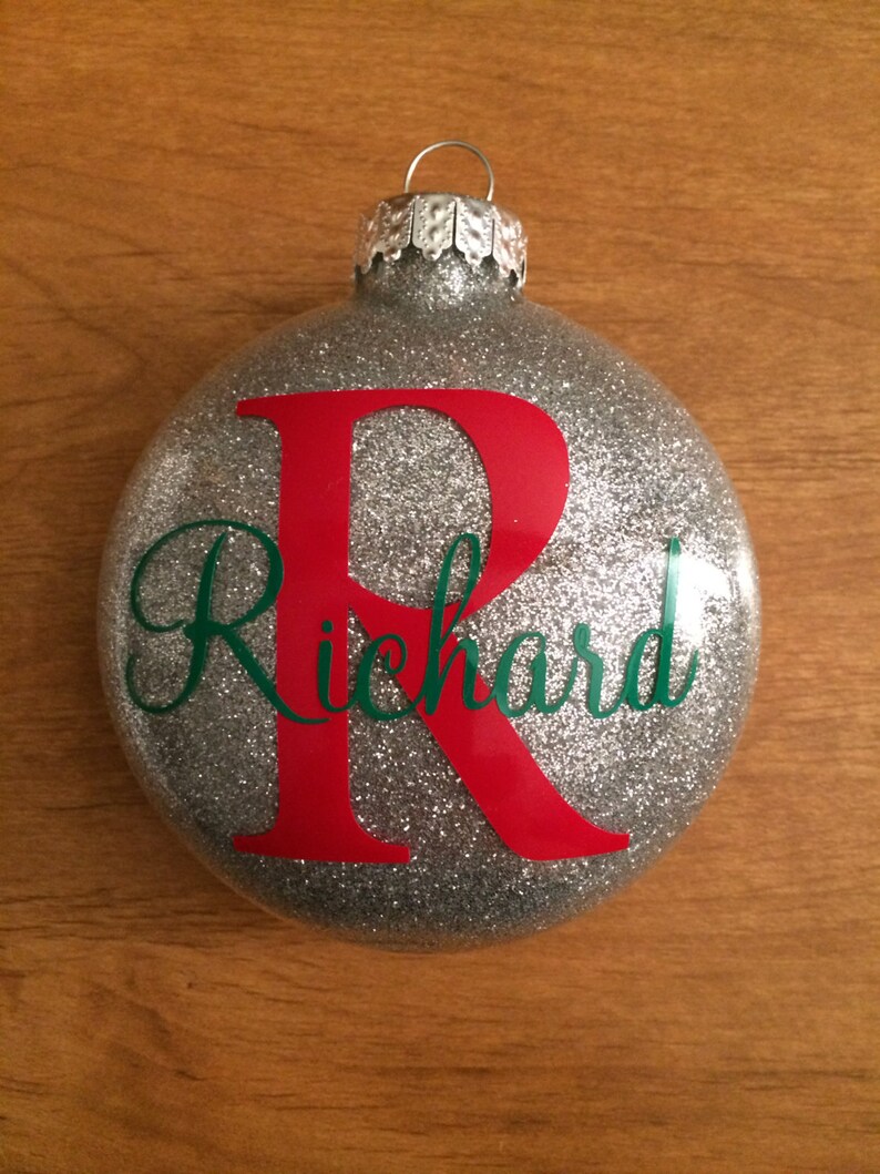 Glitter Ornament with Initial & Name Etsy