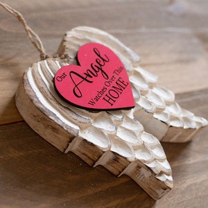 Our Angel Watches Over This Home | Angel Wings Christmas Ornament | Loss of Loved One Memorial Ornament