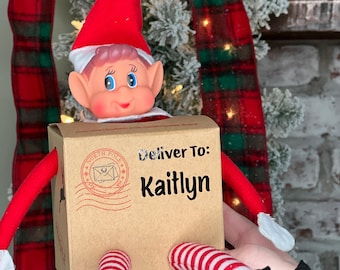 Elf Arrival Box Personalized with Child's Name | Christmas Elf Prop Elf Setup | Christmas Elf Kids | Elf Kit | Custom Elf Accessories