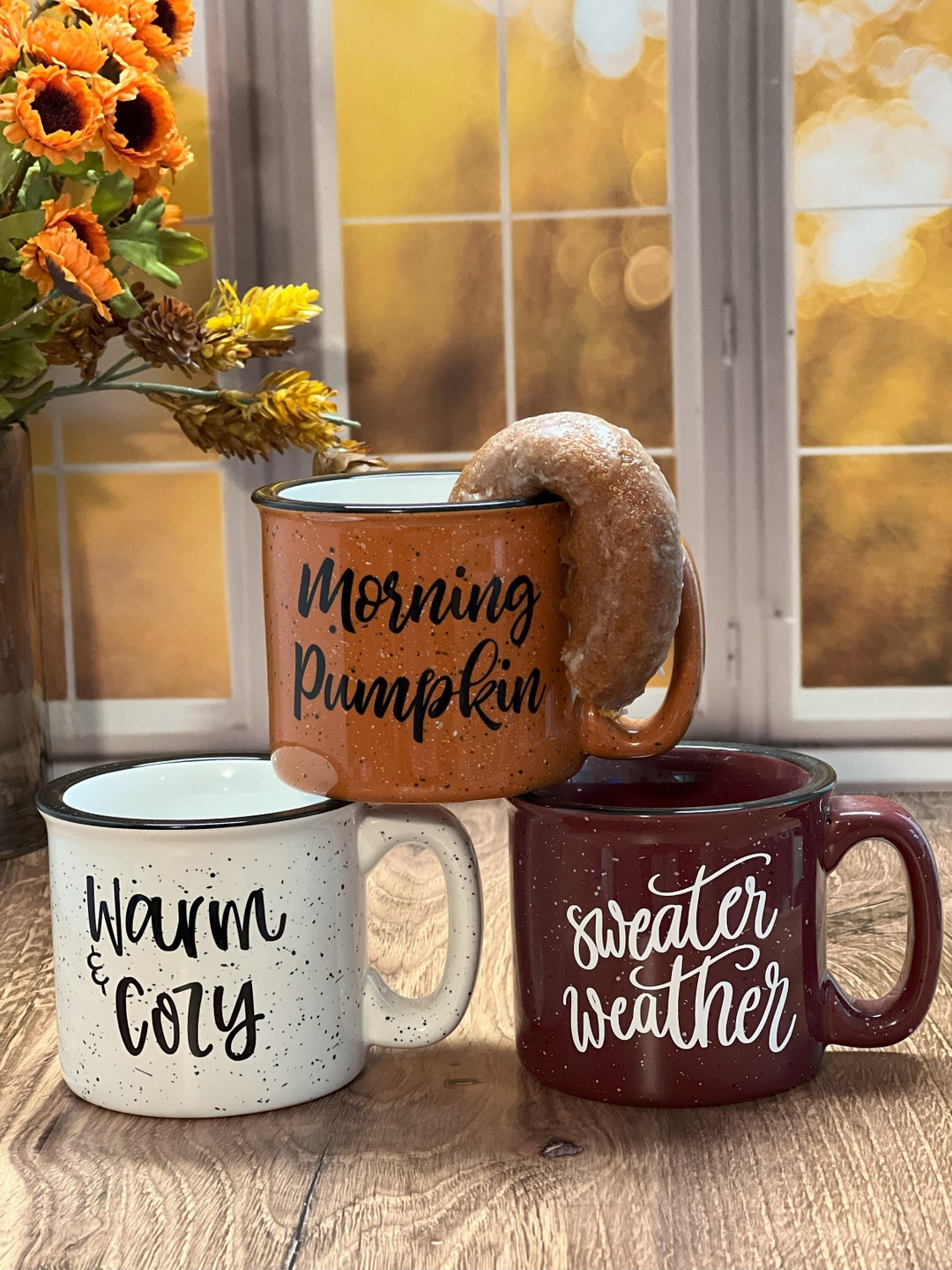 Sweater Weather, Snuggle Season or Warm and Cozy Heavy Duty Mug Campfire  Mugs Farmhouse Kitchen Decor 