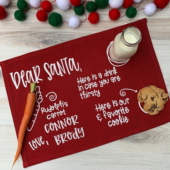 Personalized Santa Placemat for Cookies Milk and Carrot on Etsy
