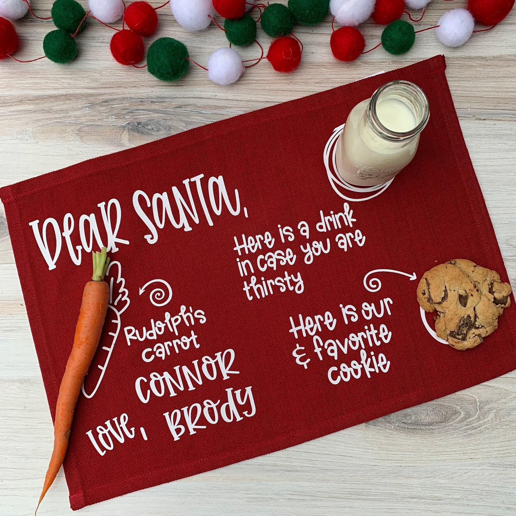 Personalized Santa Placemat for Cookies Milk and Carrot on Etsy