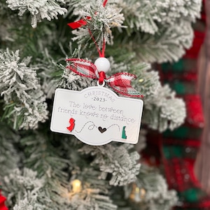Long Distance Christmas Ornament | Miles Apart Ornament | Long Distance Family Friends | Christmas Ornament | Friend Ornament Christmas Gift