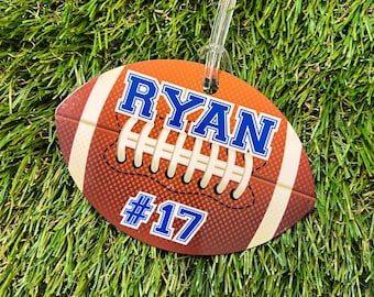 Football Bag Name Tag | Personalized Sports Bag Tag | Custom Football Name Tag | Luggage Tag | Bookbag Name Tag | Football Coach Gift