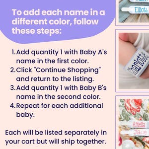 Twin Baby ID Bracelet for Girls | Personalized Name Band | Newborn Twin Gift | Hospital ID Anklet | NICU Multiples | Triplet Baby Shower bild 5