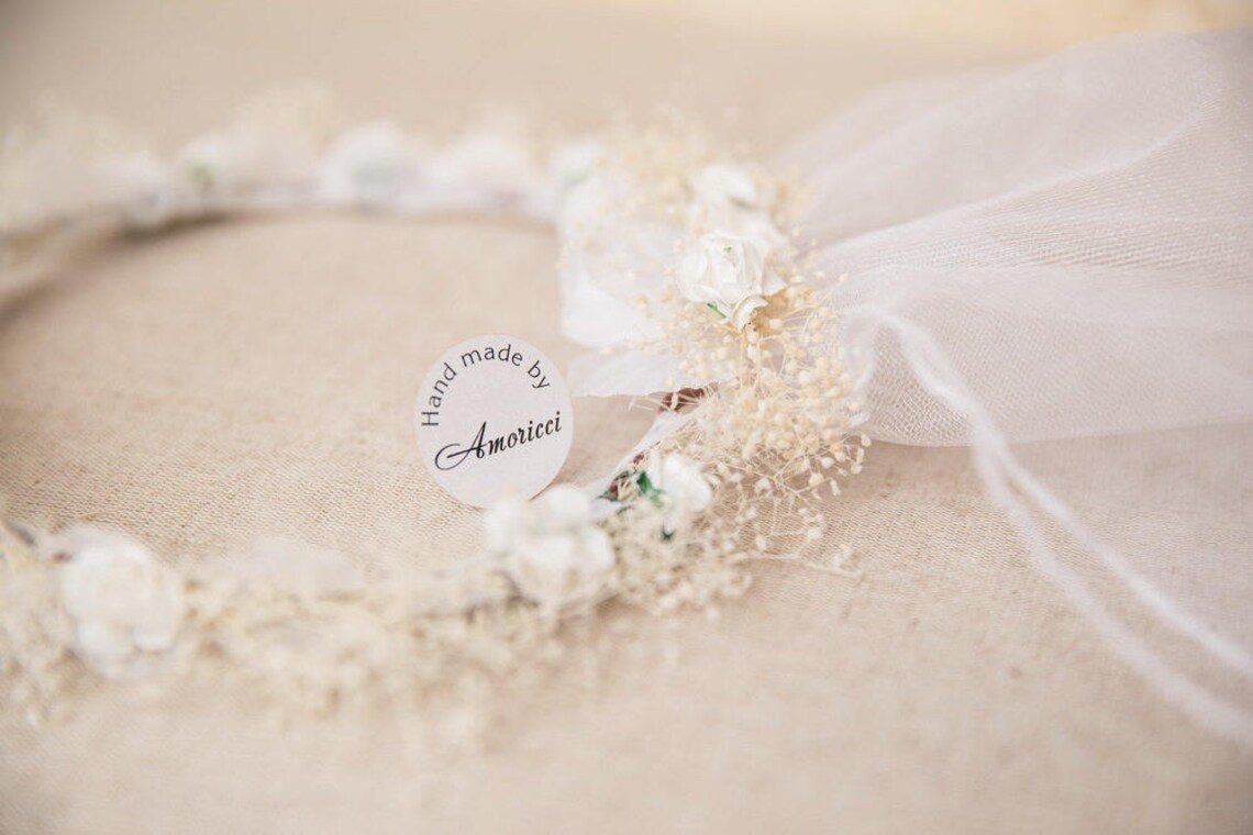 Bridal Hair Accessories IVORY Flower Wreath Wedding Veil Etsy UK