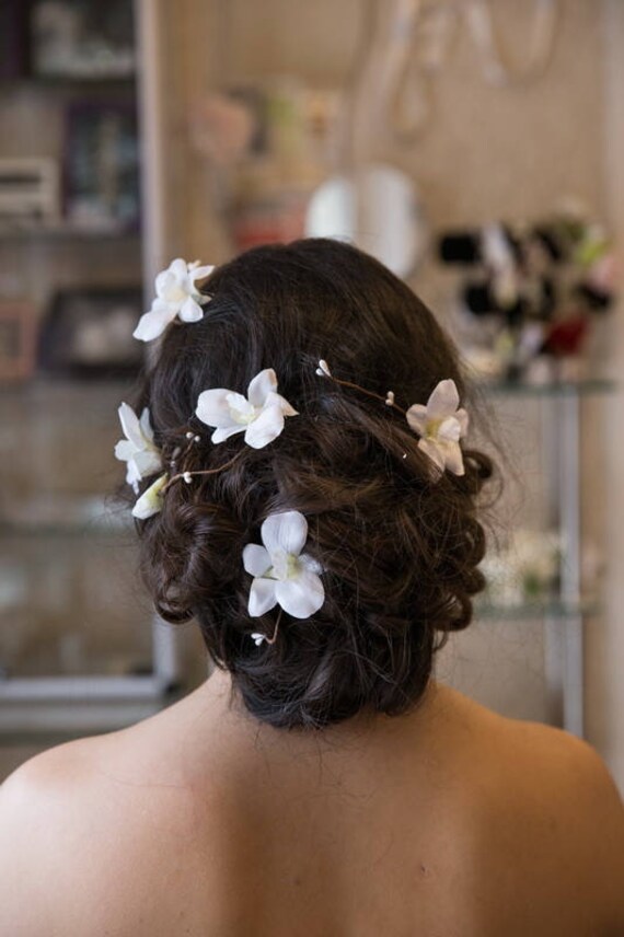 White Orchid Flower Flower Girl Hair Elegant Bridal Hair Piece Beach Wedding Headband Orchid Headpiece First Communion
