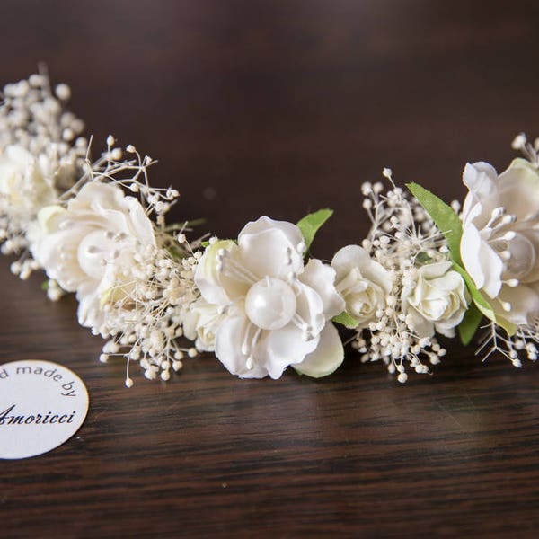 Baby's Breath floral comb, Floral comb, First communion, Flower Adornment, Headpiece, Flower Head comb, Flower girl, Primera communion