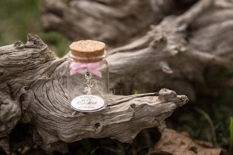 Baptism Favor Glass Bottle Cross Christening Communion Etsy