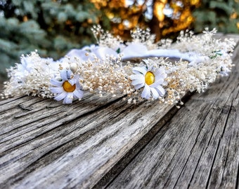 First Communion, Daisy, Veil, flower girl crown, hair accessory, couronne fleur, Flower Adornment, Primera comunion