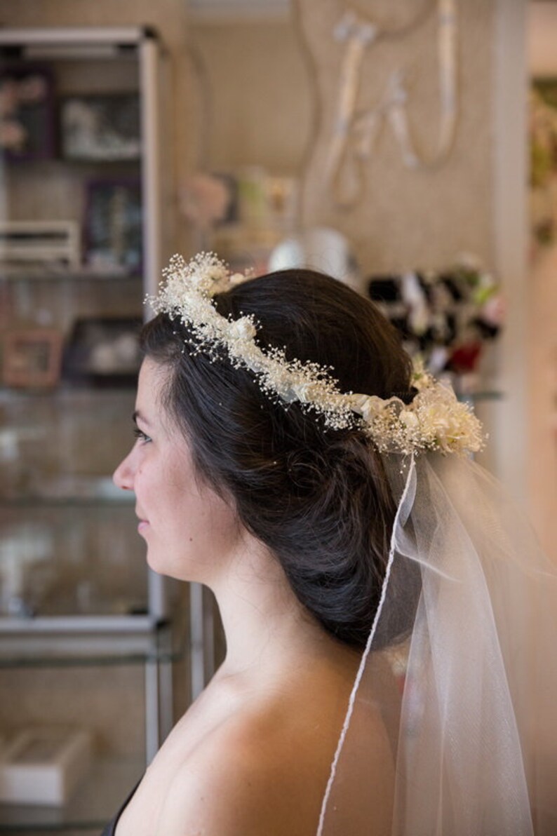 Bridal Hair Accessories IVORY Flower Wreath Wedding Veil Etsy UK