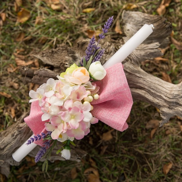 BAPTISM Candle, Kerzentaufe, hydrangea, Vela Bautizo, Custom made candle, Christening, Flowers, Hortensie, Blumen-Design, Girl Baptism