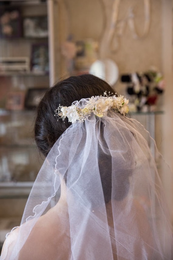 Baby S Breath Floral Crown With Veil Veil Wedding Veil Etsy