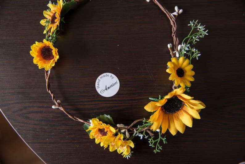 Sunflower crown Headpiece flowers Flower Girl Headpiece Etsy