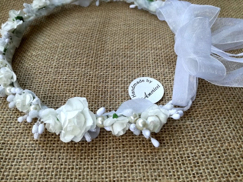 Crown Veil Flower Adornment Primera comunion Bow White fliowers First Communion Erstkommunion