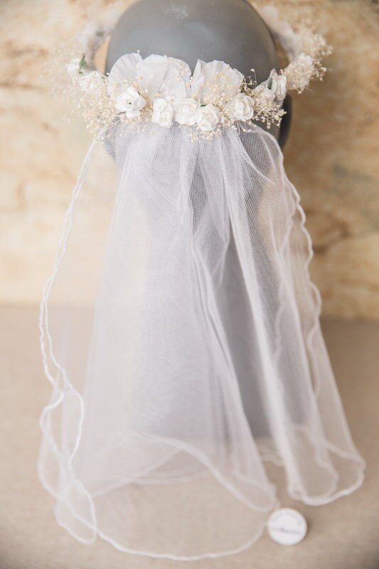 Bridal Hair Accessories IVORY Flower Wreath Wedding Veil Etsy UK