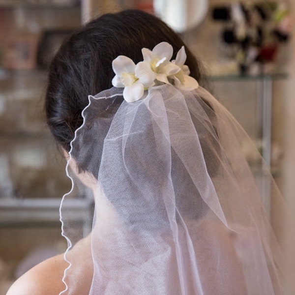 Voile de mariage, voile romantique de mariage, blanc de voile nuptial, ivoire, mariée de voile de mariage, orchidée