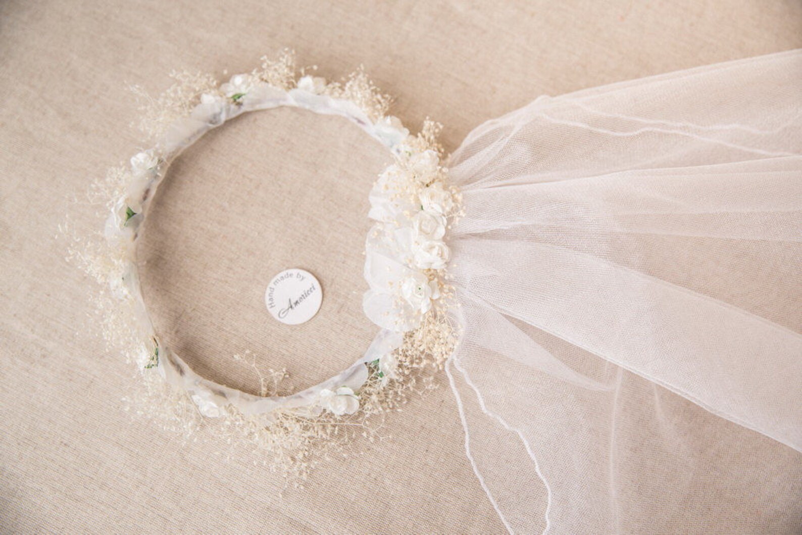 Bridal Hair Accessories IVORY Flower Wreath Wedding Veil Etsy UK