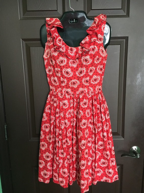 1950's red swing dress