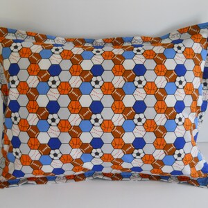 Travel Pillowcase Soccer Ball and Stars 12x16 Cotton Back Envelope Closure
