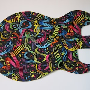 Two Placemats Guitar Shape Music Notes