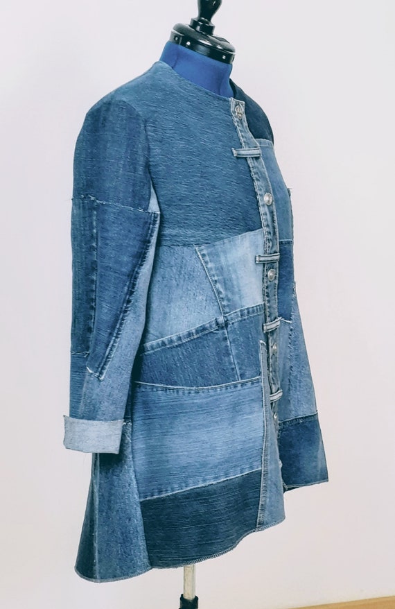 Pieced Denim Swing Coat - Etsy