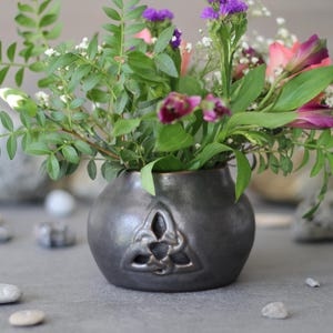 Handcrafted Celtic Knot Vase: Gold Ceramic Bud Vase, Irish Home Decor